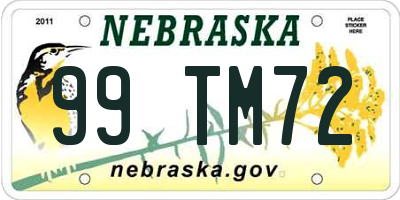 NE license plate 99TM72