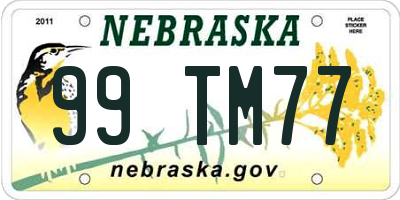 NE license plate 99TM77