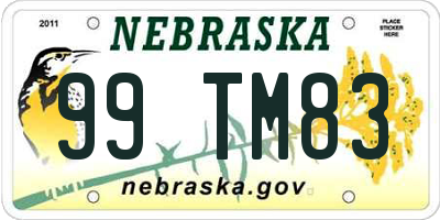 NE license plate 99TM83