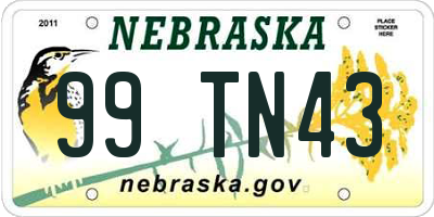 NE license plate 99TN43