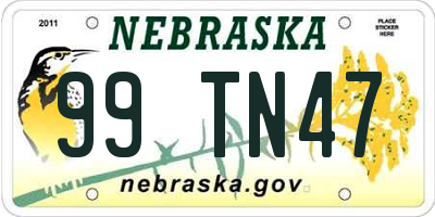 NE license plate 99TN47