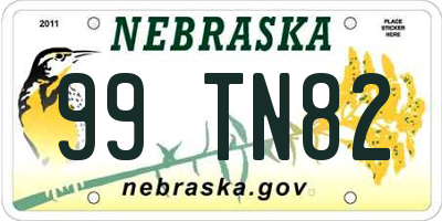 NE license plate 99TN82