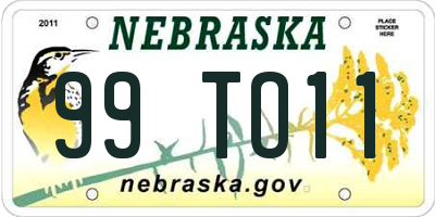 NE license plate 99TO11