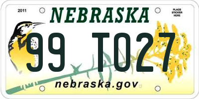 NE license plate 99TO27