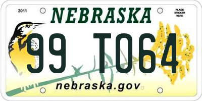 NE license plate 99TO64