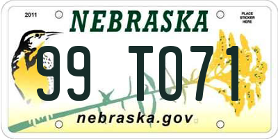 NE license plate 99TO71