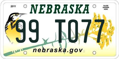 NE license plate 99TO77