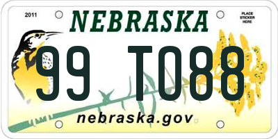 NE license plate 99TO88