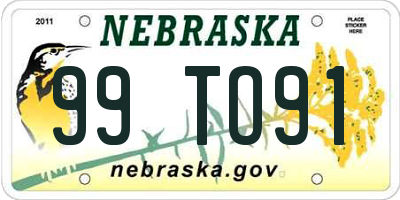 NE license plate 99TO91