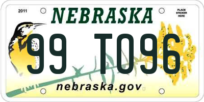 NE license plate 99TO96