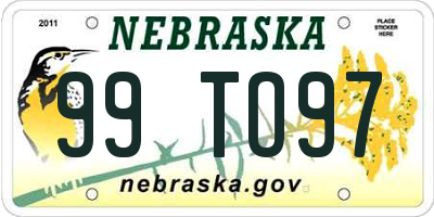 NE license plate 99TO97