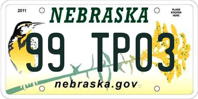 NE license plate 99TP03