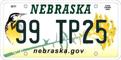 NE license plate 99TP25