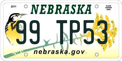 NE license plate 99TP53