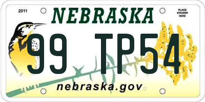 NE license plate 99TP54