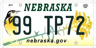 NE license plate 99TP72