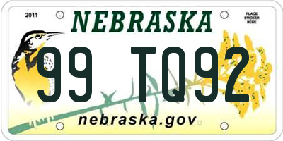 NE license plate 99TQ92