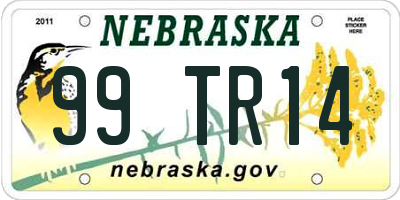 NE license plate 99TR14