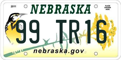 NE license plate 99TR16