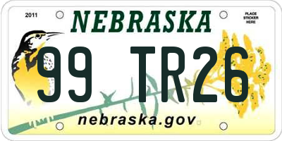 NE license plate 99TR26