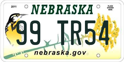 NE license plate 99TR54