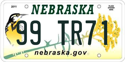 NE license plate 99TR71