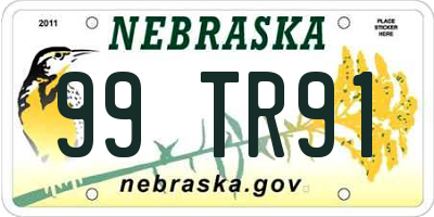 NE license plate 99TR91