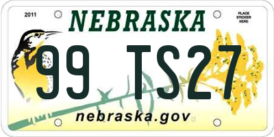 NE license plate 99TS27