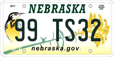 NE license plate 99TS32