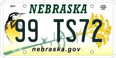 NE license plate 99TS72