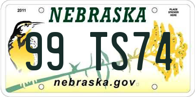 NE license plate 99TS74