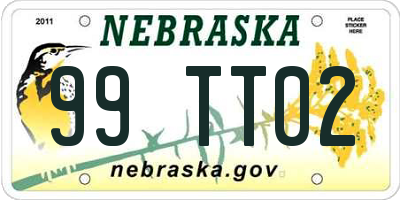 NE license plate 99TT02