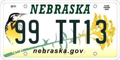 NE license plate 99TT13