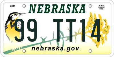 NE license plate 99TT14