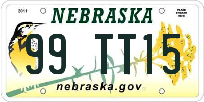 NE license plate 99TT15