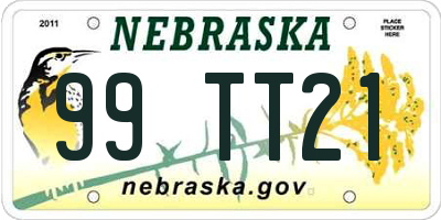 NE license plate 99TT21