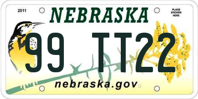 NE license plate 99TT22