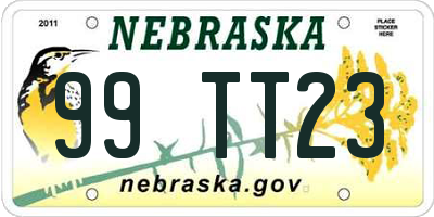 NE license plate 99TT23