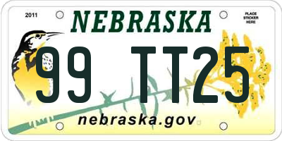 NE license plate 99TT25