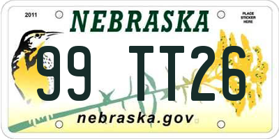 NE license plate 99TT26