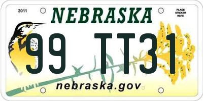 NE license plate 99TT31