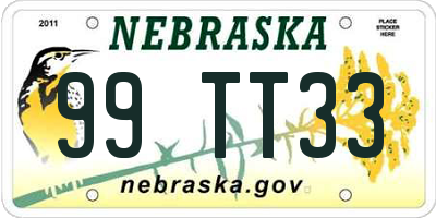 NE license plate 99TT33