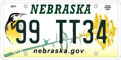 NE license plate 99TT34