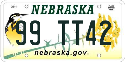 NE license plate 99TT42