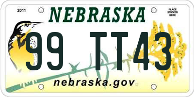 NE license plate 99TT43