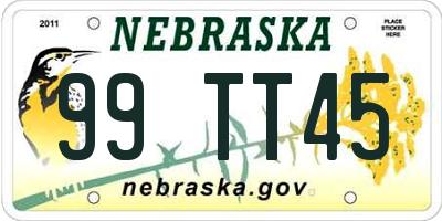 NE license plate 99TT45