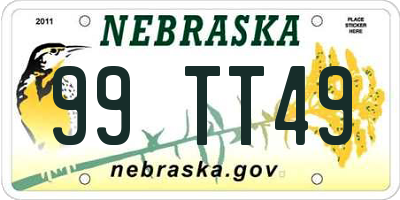 NE license plate 99TT49