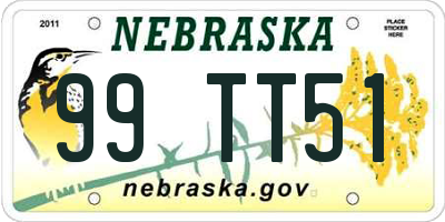 NE license plate 99TT51