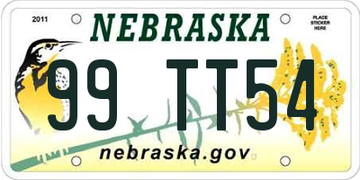 NE license plate 99TT54