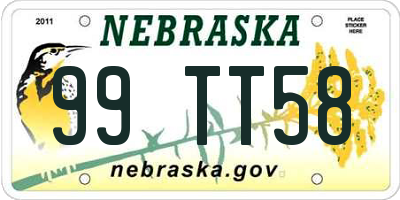 NE license plate 99TT58